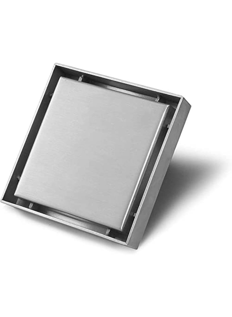 المفتاحة مصرف أرضي للاستحمام مع غطاء شبكي مُدمج بالبلاط، مصرف دش مربع غير مرئي مقاس 15 سم للحمام، لوحان في واحد لتصريف المياه في منتصف الأرضية، مصنوع من الفولاذ المقاوم للصدأ المصقول بالنيكل - Image 1